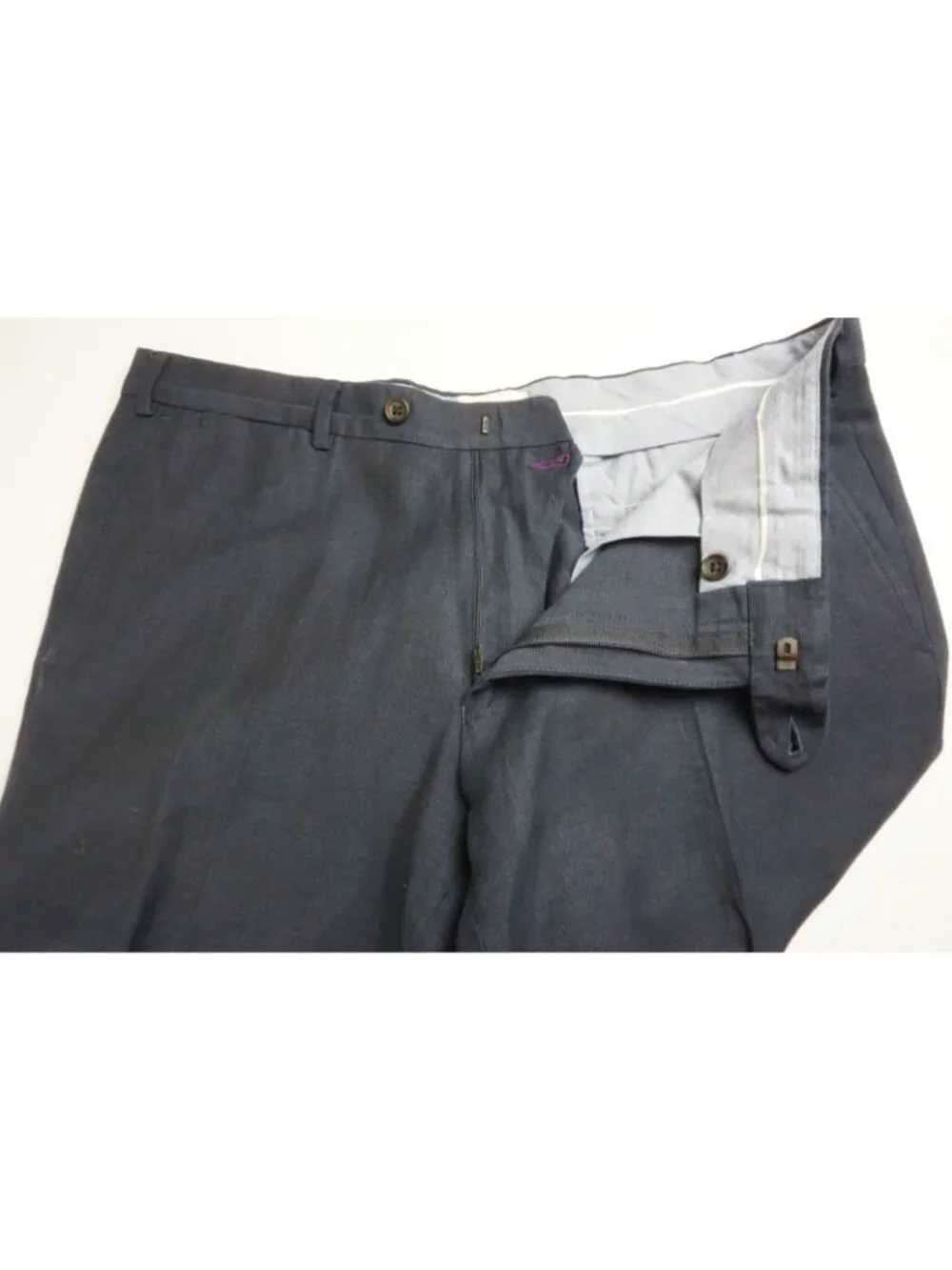 Taylor Stitch Wool Linen Blend Blue Woven Mens Pants Sz 35